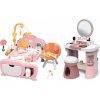Set domček pre bábiku s kozmetickým stolíkom Cocoon Nursery Soft Baby Nurse Smoby denná a nočná zóna so 16 doplnkami