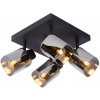 Lucide ALION Ceiling spot light 4x E14 Black/Smoke Glass 17999/14/30