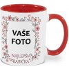 HRNČEK S FOTKOU FAREBNÝ RÁMIK NAJLEPŠIA BABIČKA 350 ML FOTOpošta Farba: ČERVENÝ