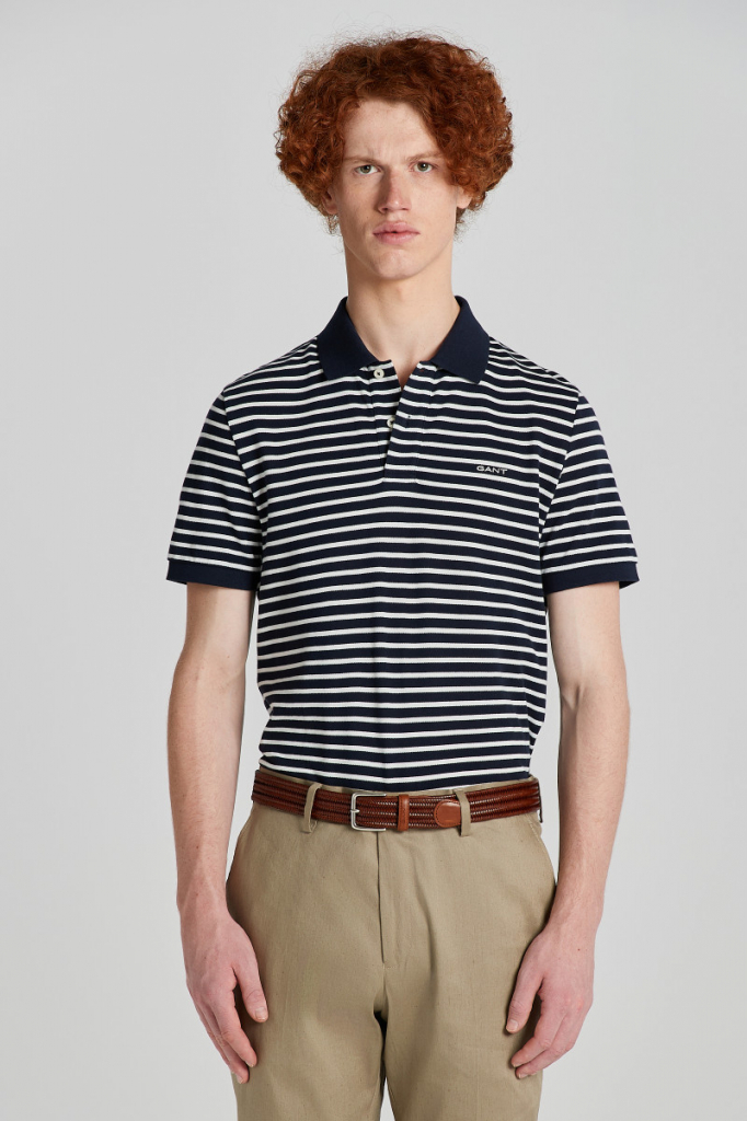 Gant polokošeľa Striped SS Pique Polo modrá