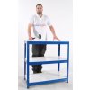Kovový regál Biedrax 35 x 90 x 90 cm, modrý - 3 police biele lamino 12mm