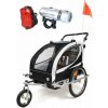 Funfit Detský príves na bicykel pre 2 osoby s tlmičom + funkcia Jogging - čierna Funfit