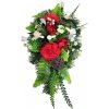 Smútočný aranžmán betonka umelé karafiáty, kalanchoe a doplnky 45cm x 27cm x 16cm