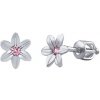Silvego Strieborné náušnice kvietky Beauty s ružovými Brilliance Zirconia SILVEGOB70449BDSP
