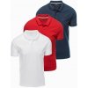 Ombre BASIC men's cotton polo t-shirt set - navy blue/white/red Other L Ombre 5907064569465