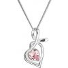 Evolution Group Strieborný náhrdelník so Swarovski kryštálmi srdce ružové 32071.3