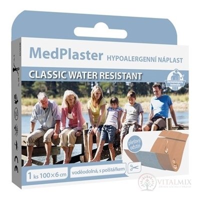 MedPlaster Náplasť CLASSIC WATER RESISTANT 100x6 cm, vodeodolná s vankúšikom 1 ks
