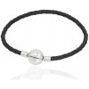 Linda's Jewelry Kožený náramok Čierny Chirurgická oceľ INR127 Dĺžka: 20 +Darčeková krabička zdarma