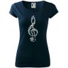 Husľový kľúč z nôt - Dámske tričko Pure - XL ( Tmavomodrá (veľmi tmavá - skoro čierna) )