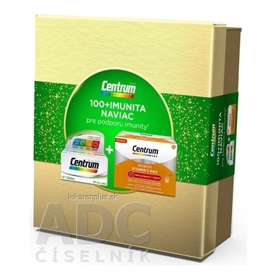 Centrum (Vianočný balíček) od A až po Železo 100 tbl + IMUNITA VITAMIN C MAX 14 ks, 1x1 set