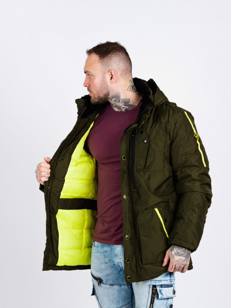 Cipo & Baxx pánska zimná bunda CM130 KHAKI Khaki