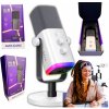 Štúdiový dynamický mikrofón Fifine AM8W AMPLIGAME USB/XLR RGB biely PnP