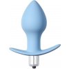 Vibračný análny kolík Lola Games First Time Bulb modrý, silikónový vibračný kolík 10,5 x 4 cm