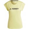 Dámske tričko Adidas W TRAIL LOGO T - Dámske bežecké tričko W Trail Logo s krátkym rukávom a technológiou Aeroready od značky Adidas, žlté vyhotovenie. - 3473086