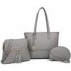 3-dielna súprava tašiek - shopperka, crossbody kabelka a kozmetička Miss Lulu Valeria - sivá