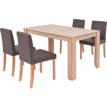 vidaXL Jedálenský stôl a stoličky 5 ks umelá koža dubové drevo hnedé od 464  € - Heureka.sk