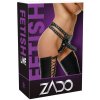 ZADO Kožené tangá L/XL s tromi vymeniteľnými latexovými prvkami čierne