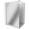 Mexen Kioto, sprchová zástena Walk-In 100 x 200 cm, 8mm sklo vzor zrkadlo, medený matný profil, 800-100-101-65-50