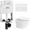 Jika Set Nástenný modul s bielym tlačidlom a závesné WC Rimless so záchodovou doskou 1 set