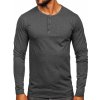 Antracitové pánske tričko s dlhými rukávmi s gombíkmi Bolf 1114