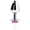 OUCH! Heart Gem Butt Plug - Large - Silver/Rubellite Pink