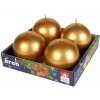 Sviečka adventná guľa 60 mm - metalická zlatá - 4 ks
