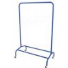 Štender/stojan na šaty EOS01B, výška 155 cm, šírka 100 cm, malé kovové kolieska, modrý