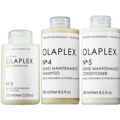 Olaplex 3-4-5 kúra pro domácí péči No.3 100 ml + obnovující šampón No.4 250 ml + obnovující kondicionér No.5 250 ml darčeková sada