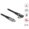 Delock Kábel USB 20 Gbps, pravouhlý ľavý / pravý USB PD 3.1 Extended Power Range 240 W 2 m