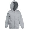 Fruit of the Loom Mikina Classic Kids Jackets kapucí na zip, dětská COT-162045610a4 116 Melír šedá