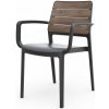 Keter DECO PORTO kreslo s podpierkami rúk - walnut/grafit