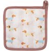 Clayre & Eef Béžová bavlnená chňapka podložka s jazvečíkmi Puppy Pullover 20 x 20 cm
