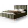 Wilsondo Čalúnená manželská posteľ s úložným priestorom Greid 160x200 - olivová