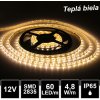 LEDprodukt LED pásik 60LED/m vodeodolný SMD2835 4,8W/m teplá biela IP65 12V