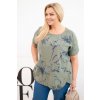 Fashionweek Dámska blúzka Plus Size bavlnená kvetinová voľný strih K8105 Farba: Khaki, Veľkosť: Universal