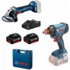 Bosch Kombinovaná sada - akumulátorový rázový utahovák GDX 180-LI + akumulátorová úhlová bruska GWS 180-LI + 2× akumu 0.615.990.N1U