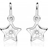 Duppi | Detské náušnice hviezdičky | DU 70387 | z bieleho zlata s kamienkami bielymi | zapínanie brizúra