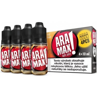 4-Pack Max Peach Aramax e-liquid, obsah nikotínu 3 mg