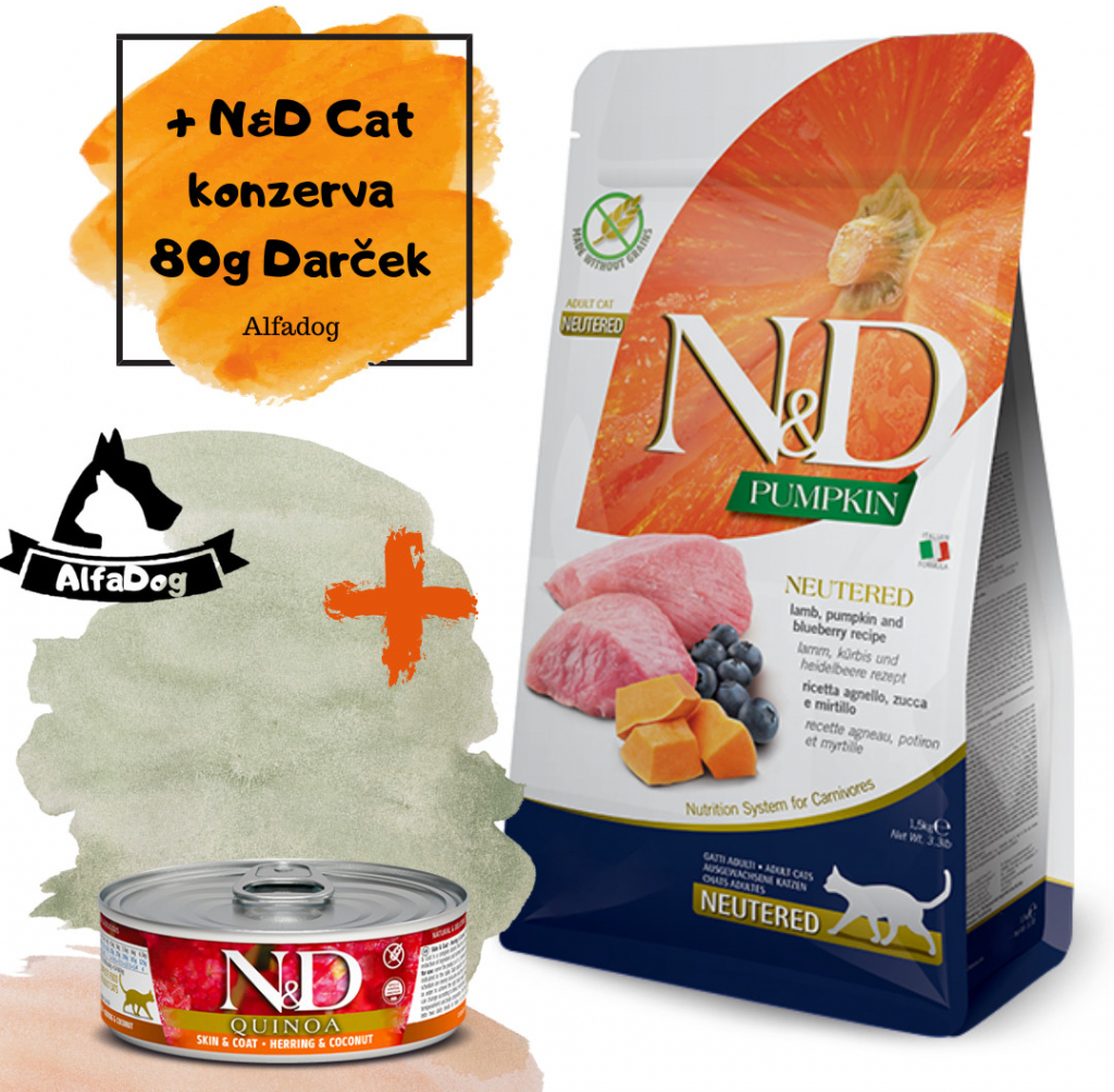 N&D Pumpkin CAT Neutered Lamb & Blueberry 5 kg
