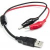 Testovací USB kábel - napájacie krokosvorky 30cm