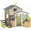 Smoby Domček Priateľov ekologický so záhradným osvetlením v natur hnedých farbách Friends House Evo Playhouse Green