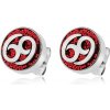 Šperky eshop - Náušnice z ocele 316L, červený glitrový kruh, znak 69 SP58.20