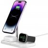 AppleMix Bezdrôtová Qi nabíjačka / stojan TECH PROTECT 3v1 pre Apple iPhone / Watch / AirPods - podpora MagSafe - biela