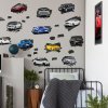 INSPIO Nálepka Nálepky na stenu - Športové autá 110x90 autá a dinosaury čierna, plnofarebný motív