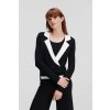 SVETER KARL LAGERFELD CROPPED KNIT CARDIGAN BLACK/WHITE