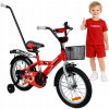 Detský bicykel 16 palcov pre chlapca, košík a vodiaca tyč +