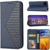 Peňaženkové kožené puzdro CUBIC GRID na Motorola Moto G32 - Modrá