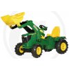 Rolly Toys Šľapací traktor John Deere 6210R+predný nakladač nafukovacie kolesá