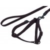 Nobby Nastaviteľný nylonový postroj pre zajace s vodítkom v čiernej farbe s dĺžkou vodítka 1 m