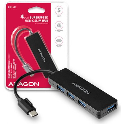 AXAGON HUE-G1C, 4x USB 3.2 Gen 1 SLIM húb, kábel Type-C 14cm napevno HUE-G1C